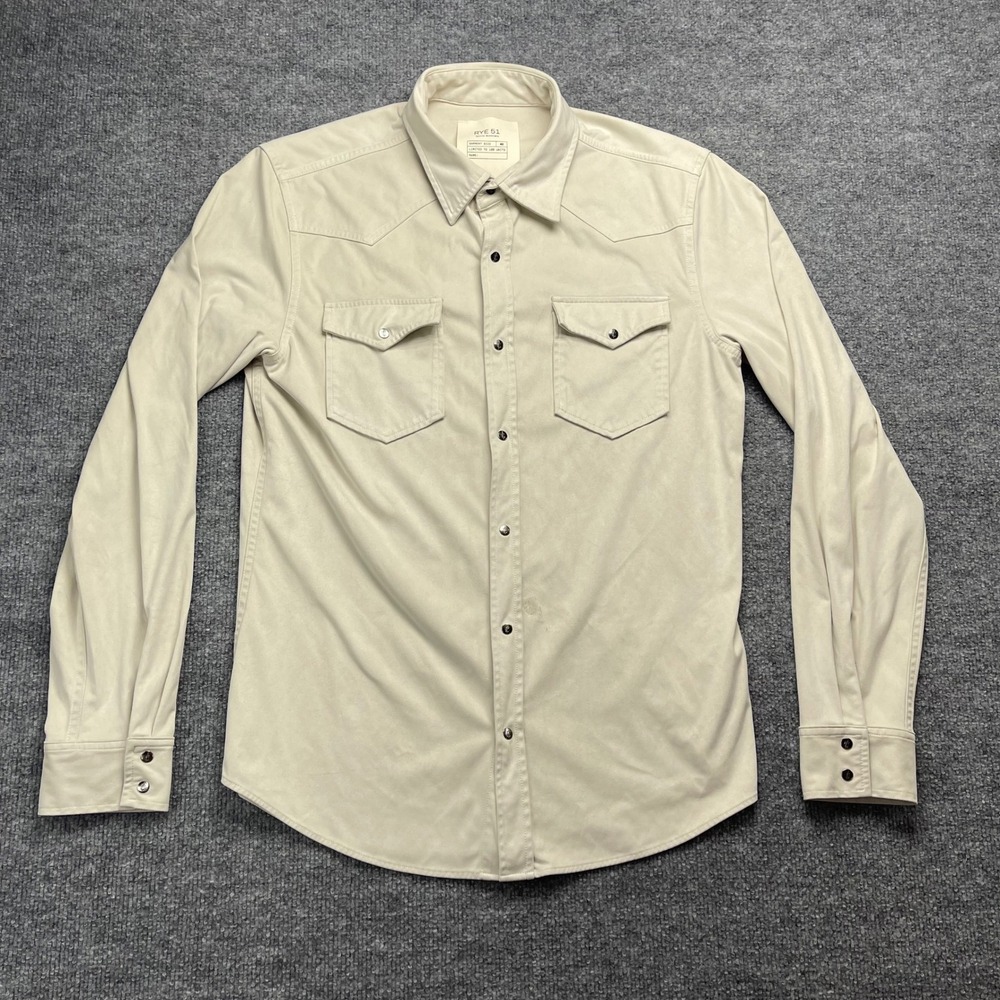 Rye 51 Limited Edition Microsuede Western Snap Shirt Tan Beige Mens 42 M